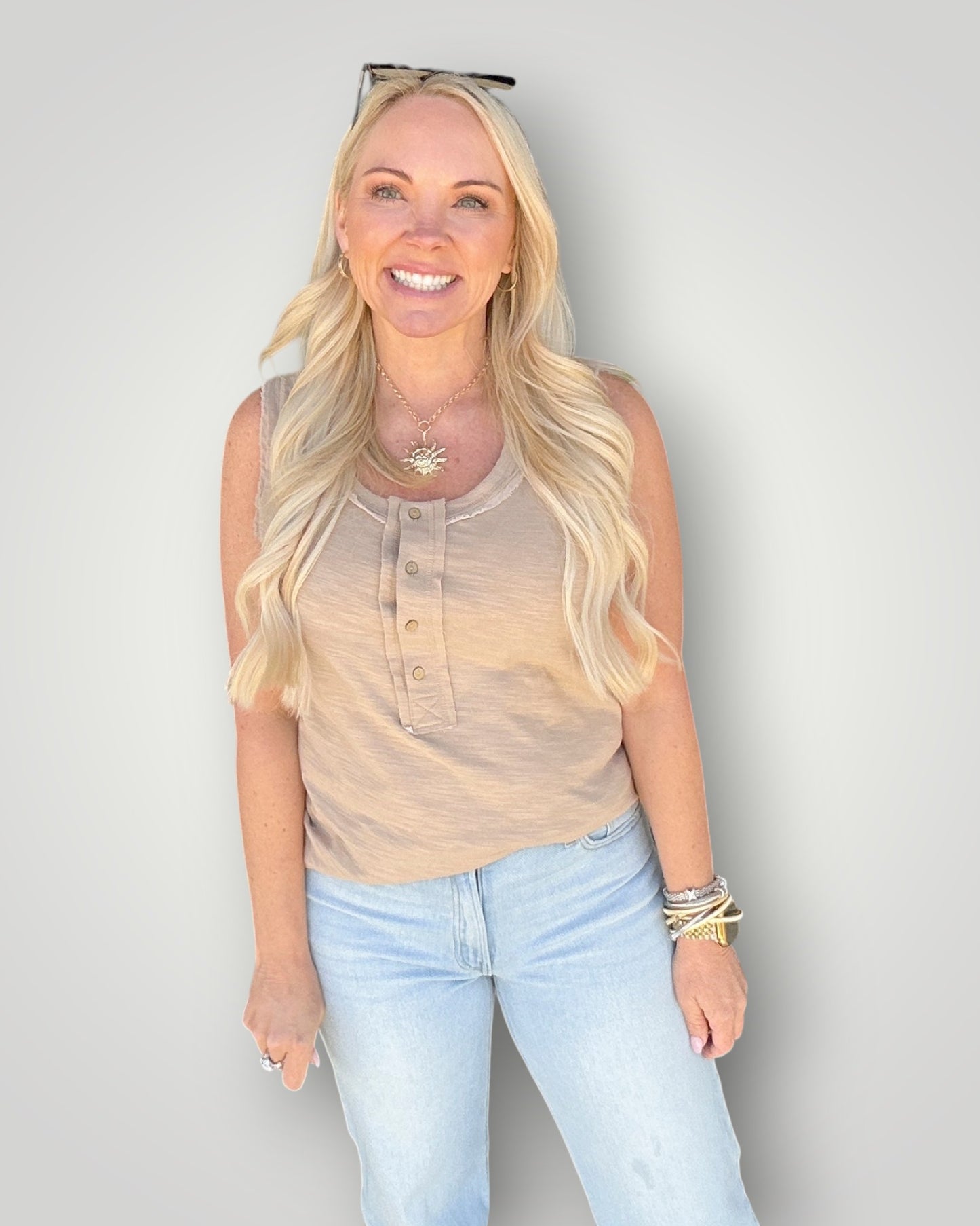 The Everyday Henley Tank - Taupe