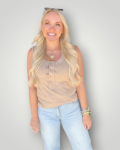 The Everyday Henley Tank - Taupe