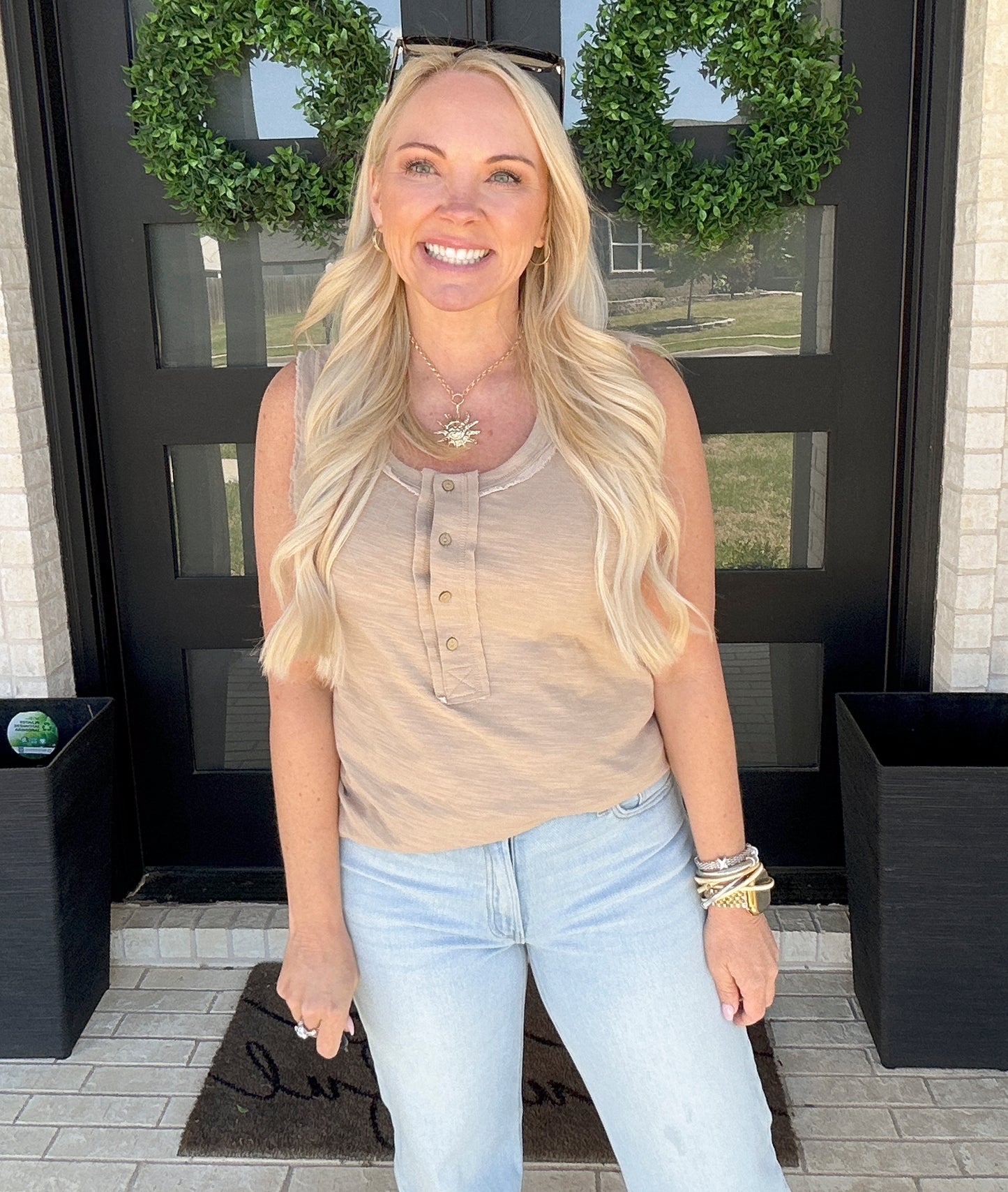 The Everyday Henley Tank - Taupe