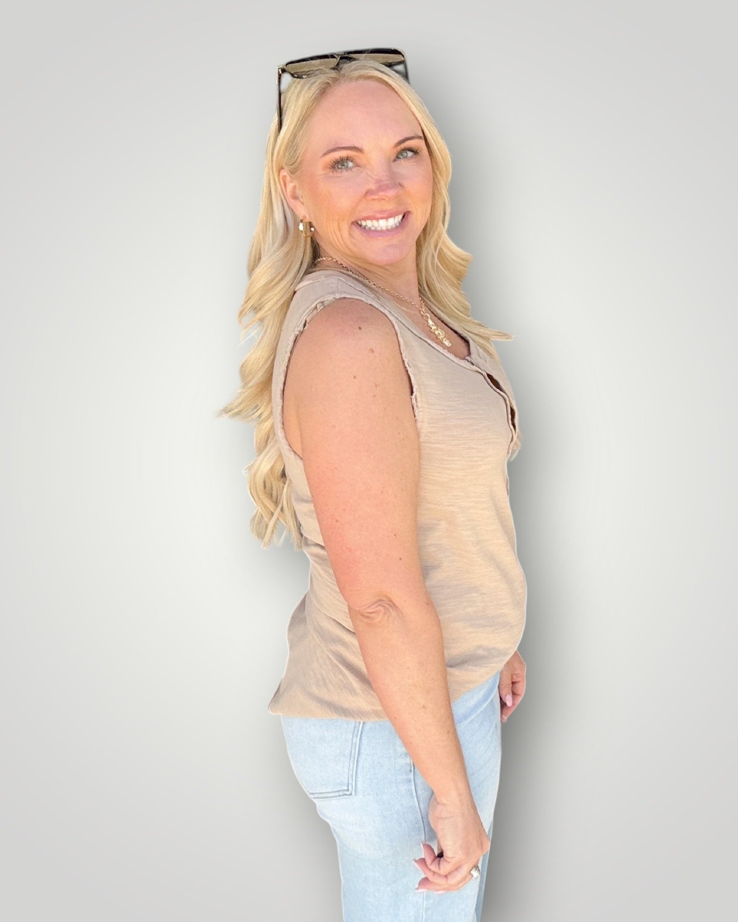 The Everyday Henley Tank - Taupe