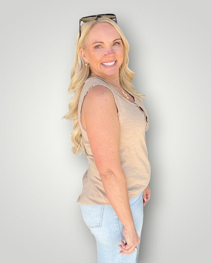 The Everyday Henley Tank - Taupe