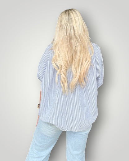 Coastal Stripe Button Top - Blue