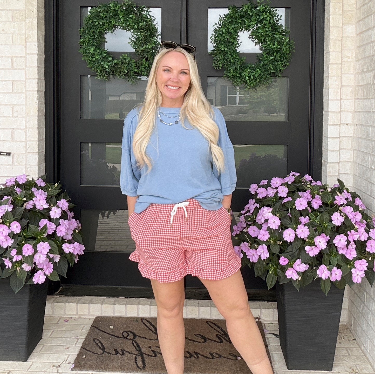 Gingham Days Ruffle Shorts