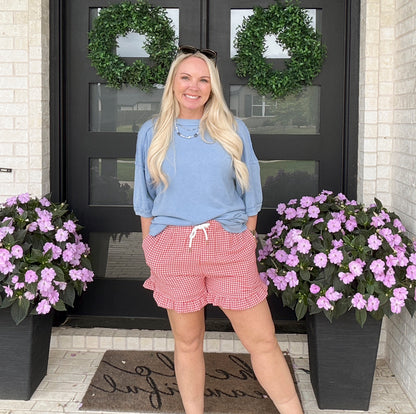 Gingham Days Ruffle Shorts