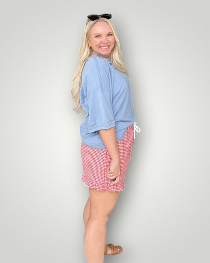 Gingham Days Ruffle Shorts