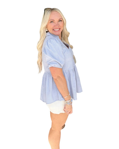 Sky Breeze Peplum Top
