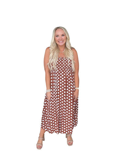 Sleeveless Polka Dot Midi Dress