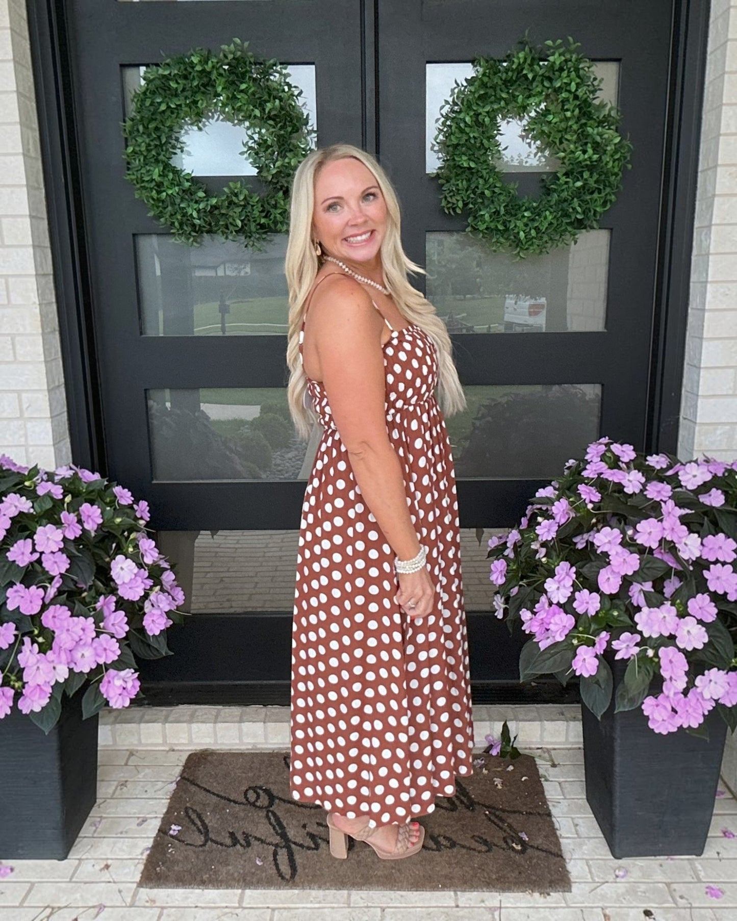 Sleeveless Polka Dot Midi Dress
