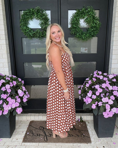 Sleeveless Polka Dot Midi Dress
