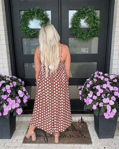 Sleeveless Polka Dot Midi Dress