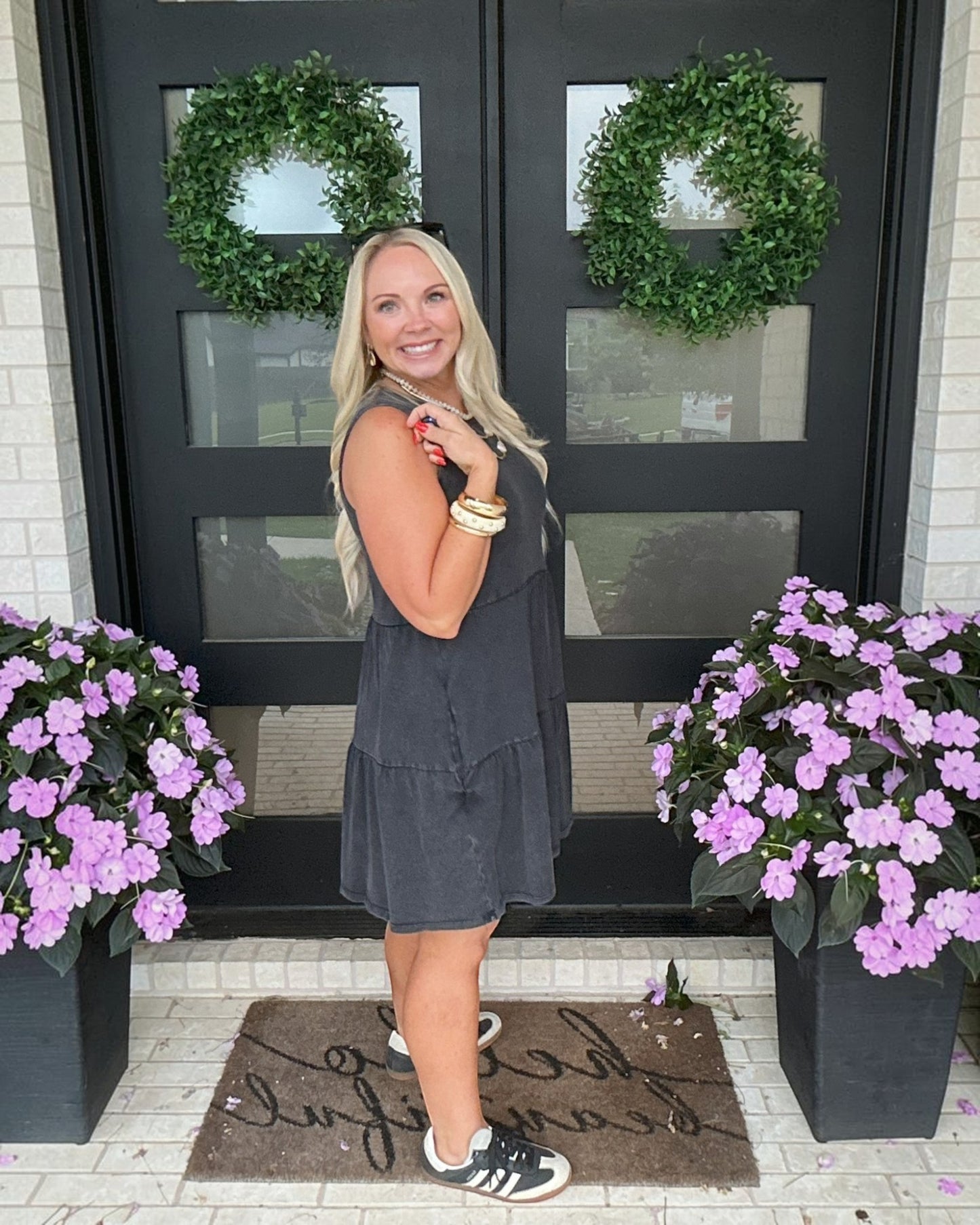 Sleeveless Crewneck Tiered Mini Dress
