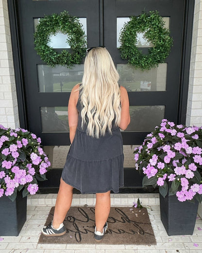 Sleeveless Crewneck Tiered Mini Dress