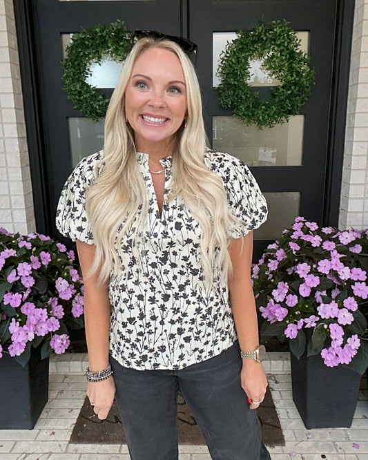 Meadow Print Flutter Blouse
