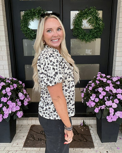 Meadow Print Flutter Blouse