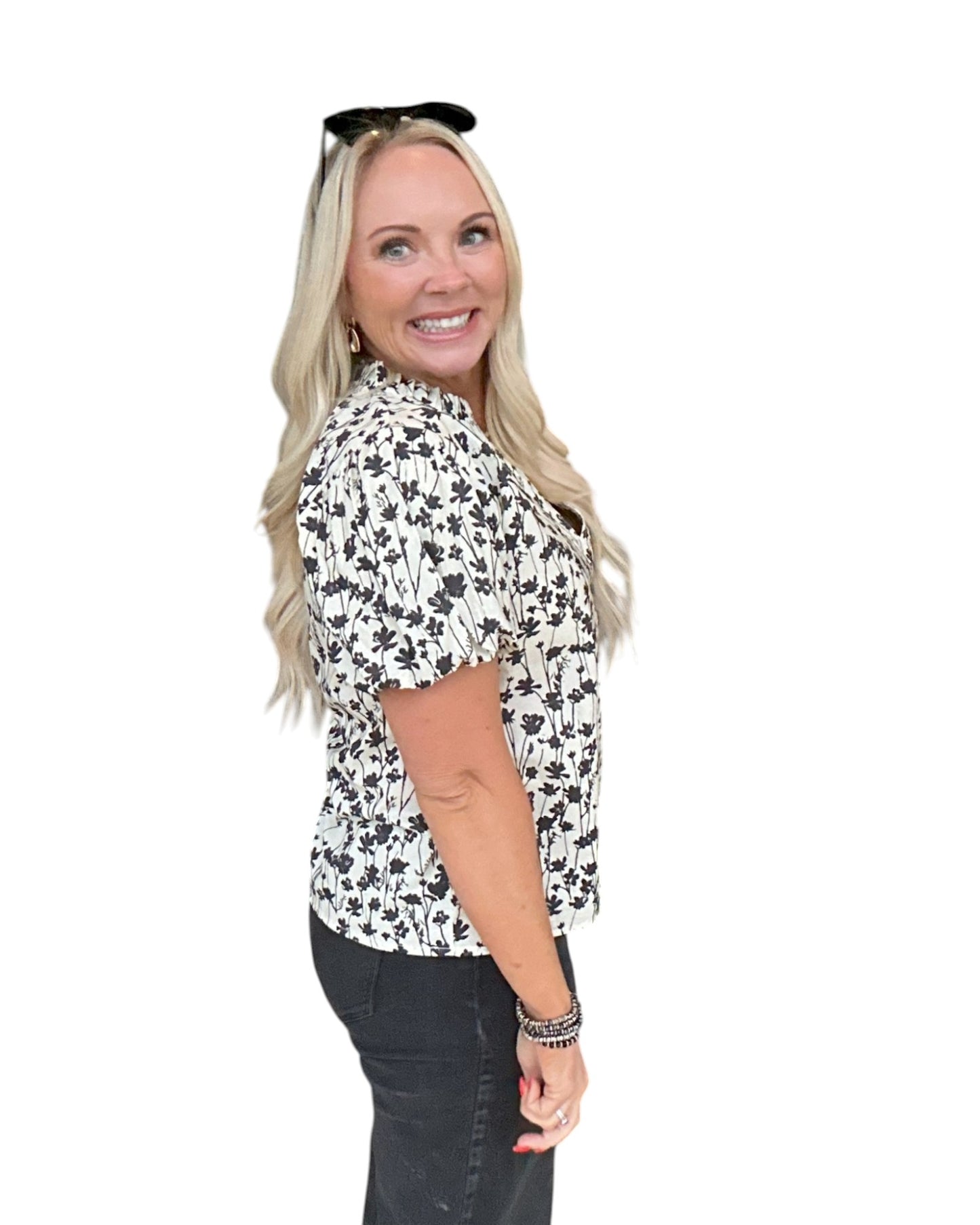 Meadow Print Flutter Blouse