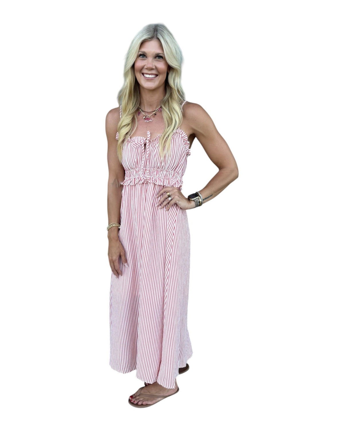 Ruffle Keyhole Midi Dress