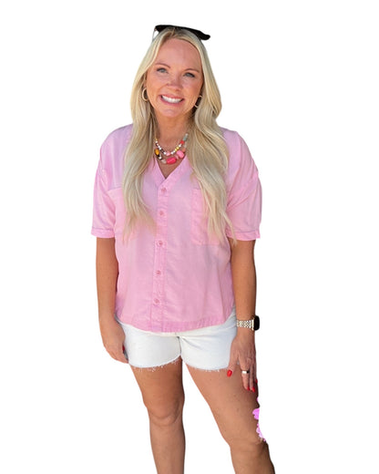 Pretty in Pink Button Down