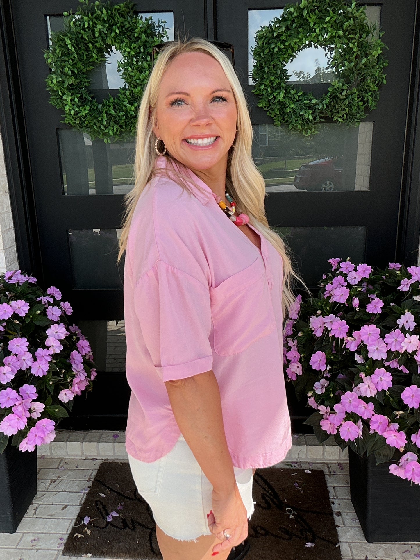 Pretty in Pink Button Down