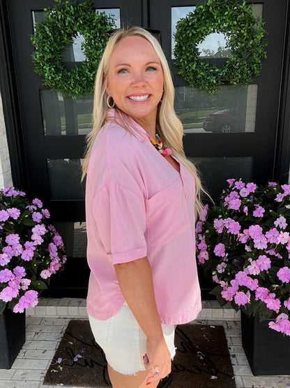 Pretty in Pink Button Down