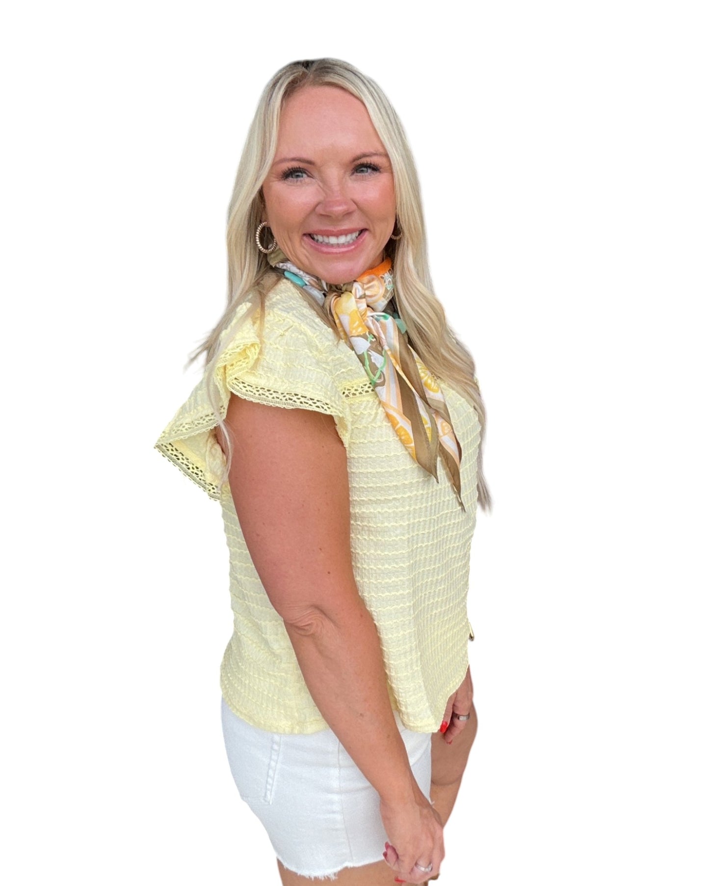 Buttercream Flutter Sleeve Top