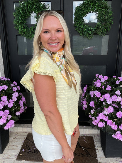 Buttercream Flutter Sleeve Top