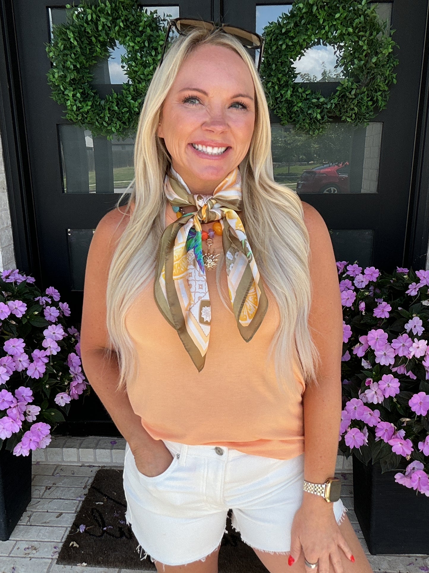 Citrus Mosaic Print Bandana Scarf