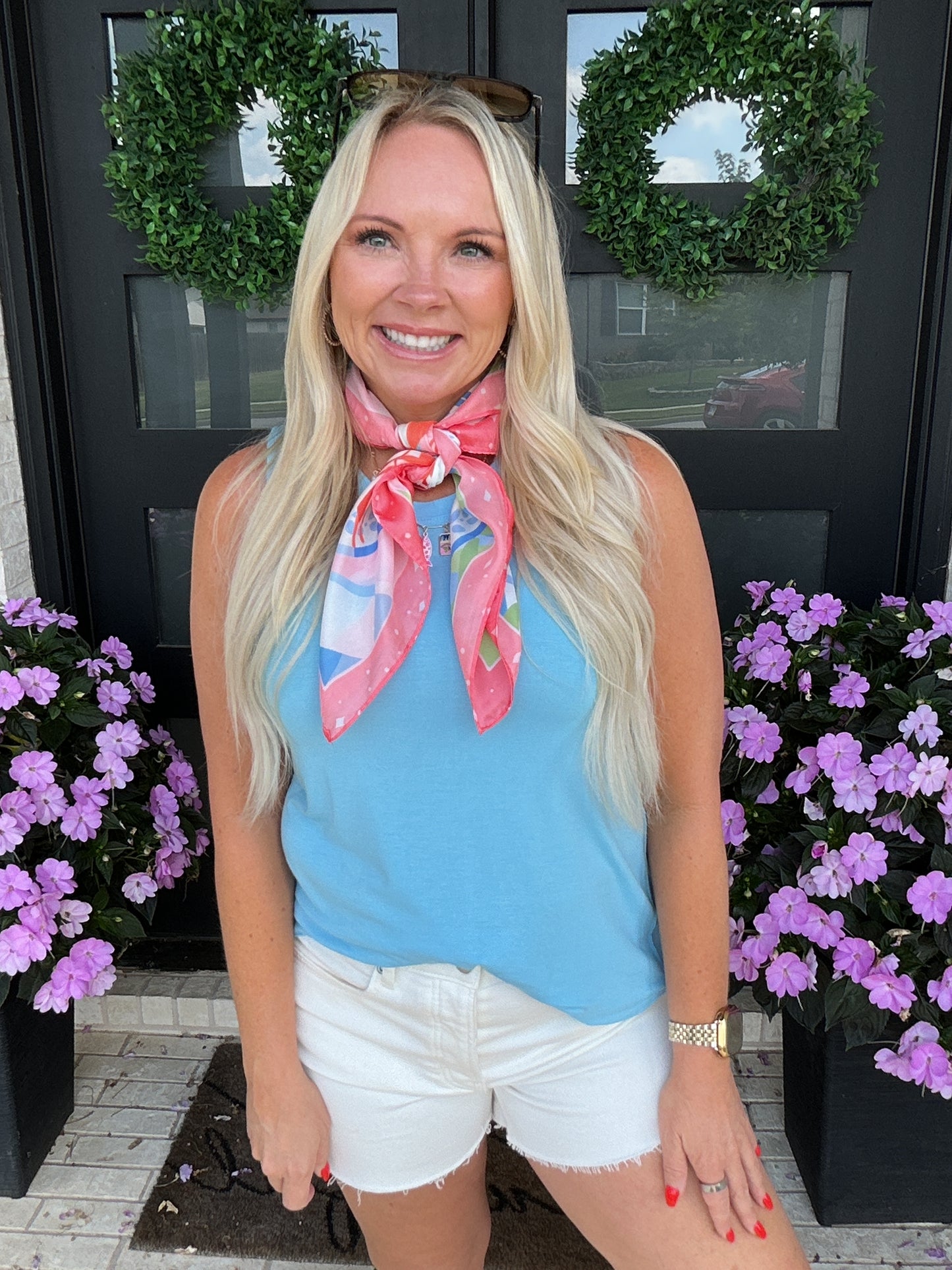 Seaside Feast Print Bandana Scarf