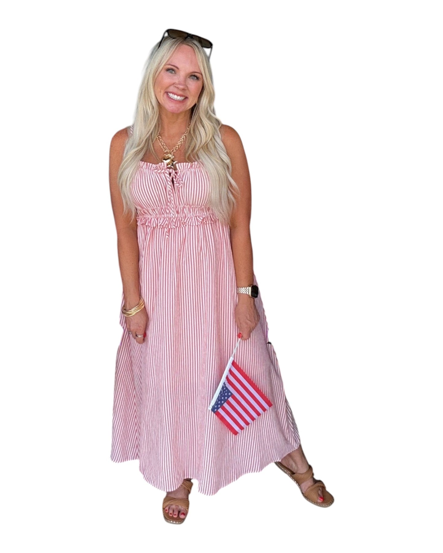 Ruffle Keyhole Midi Dress