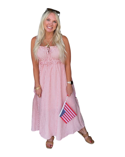 Ruffle Keyhole Midi Dress