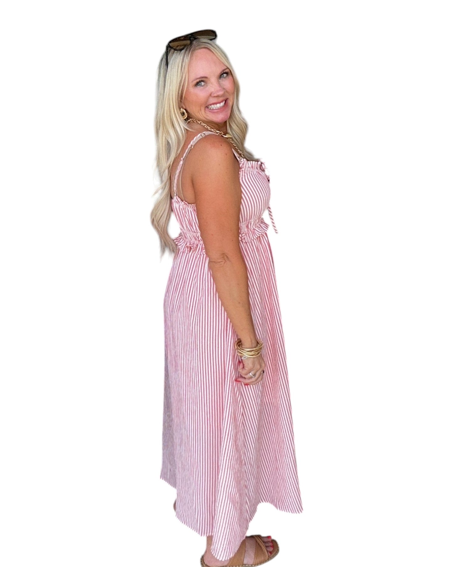 Ruffle Keyhole Midi Dress