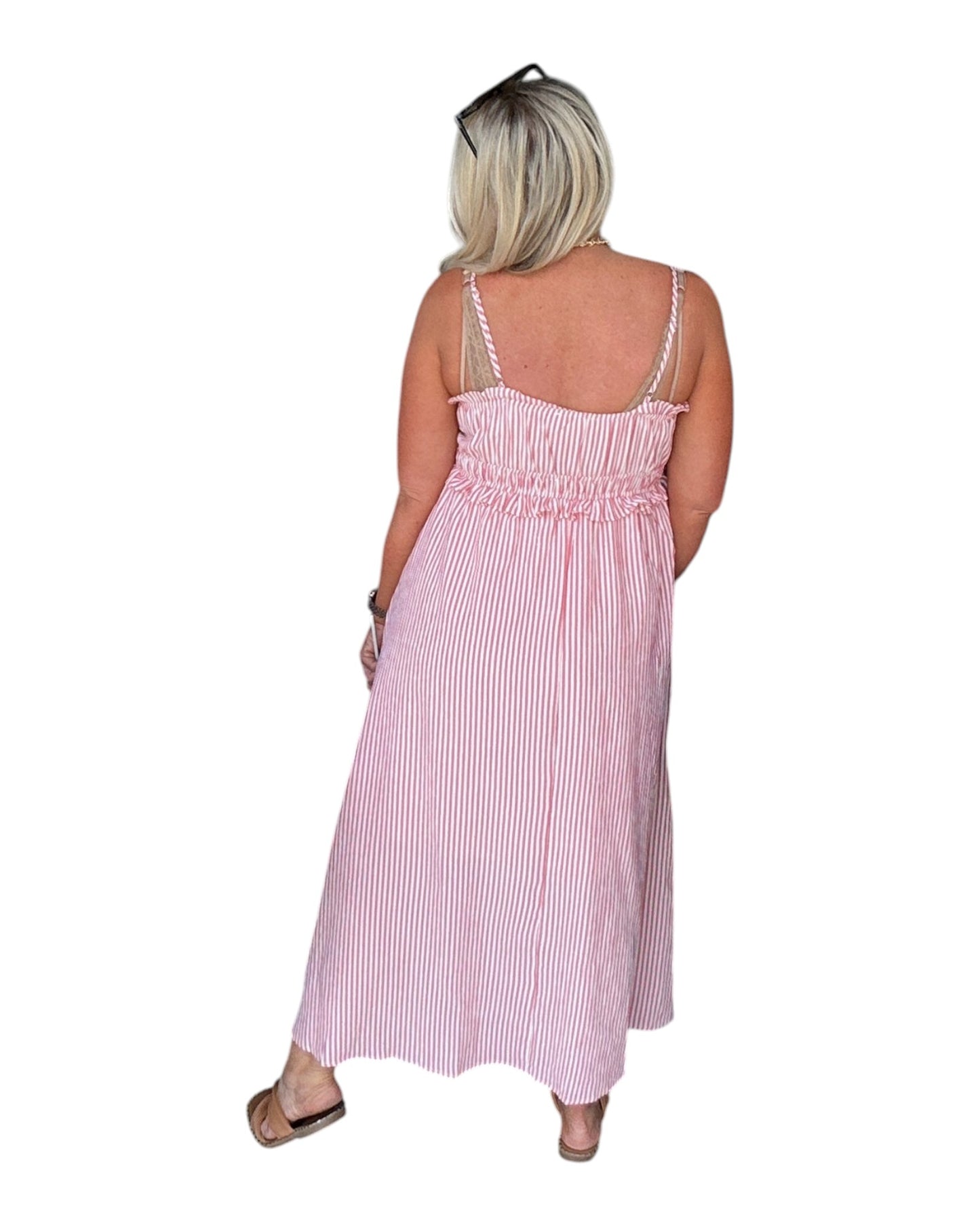 Ruffle Keyhole Midi Dress