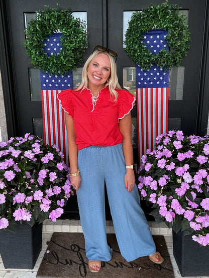 Chambray Wide Leg Pants