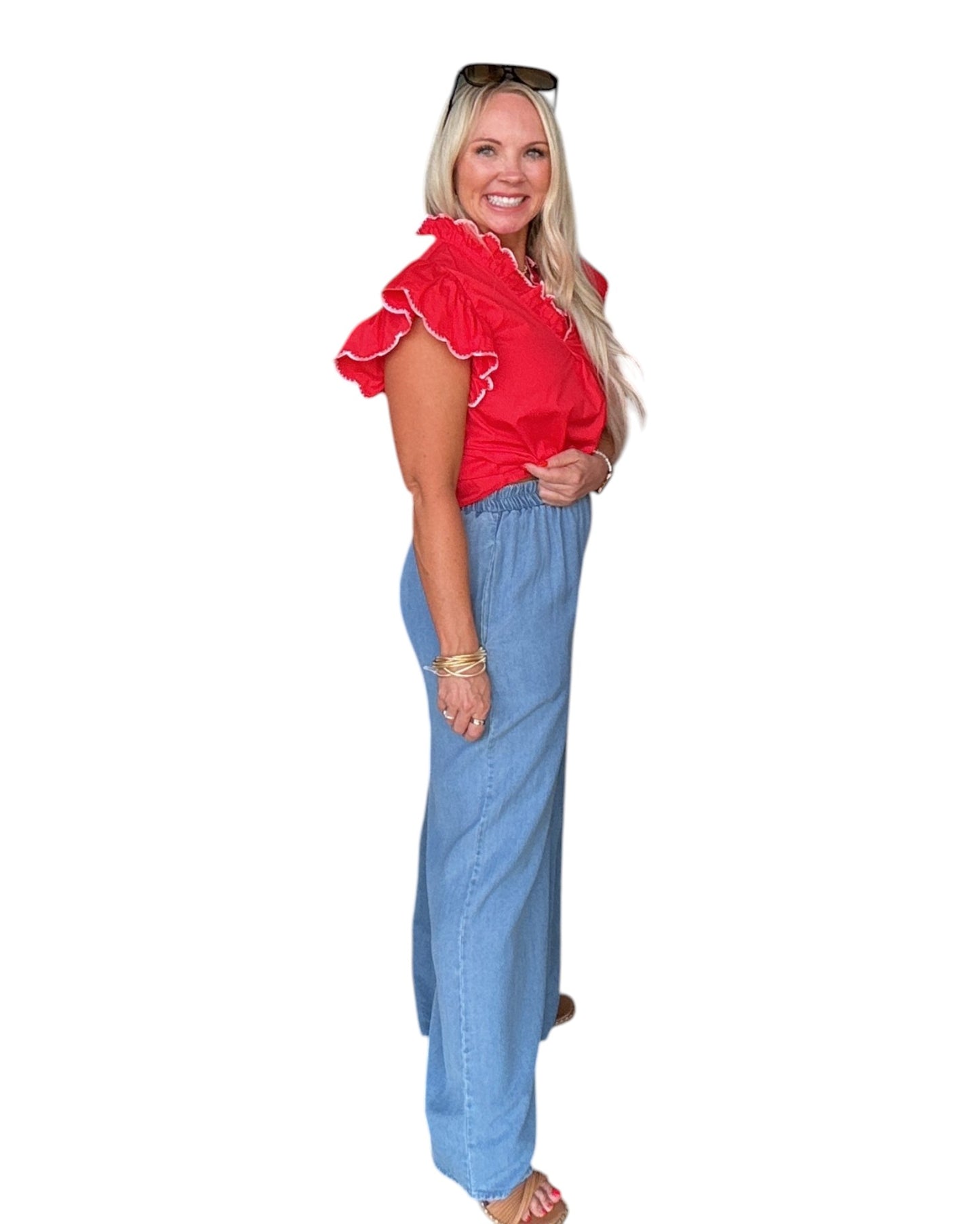 Chambray Wide Leg Pants