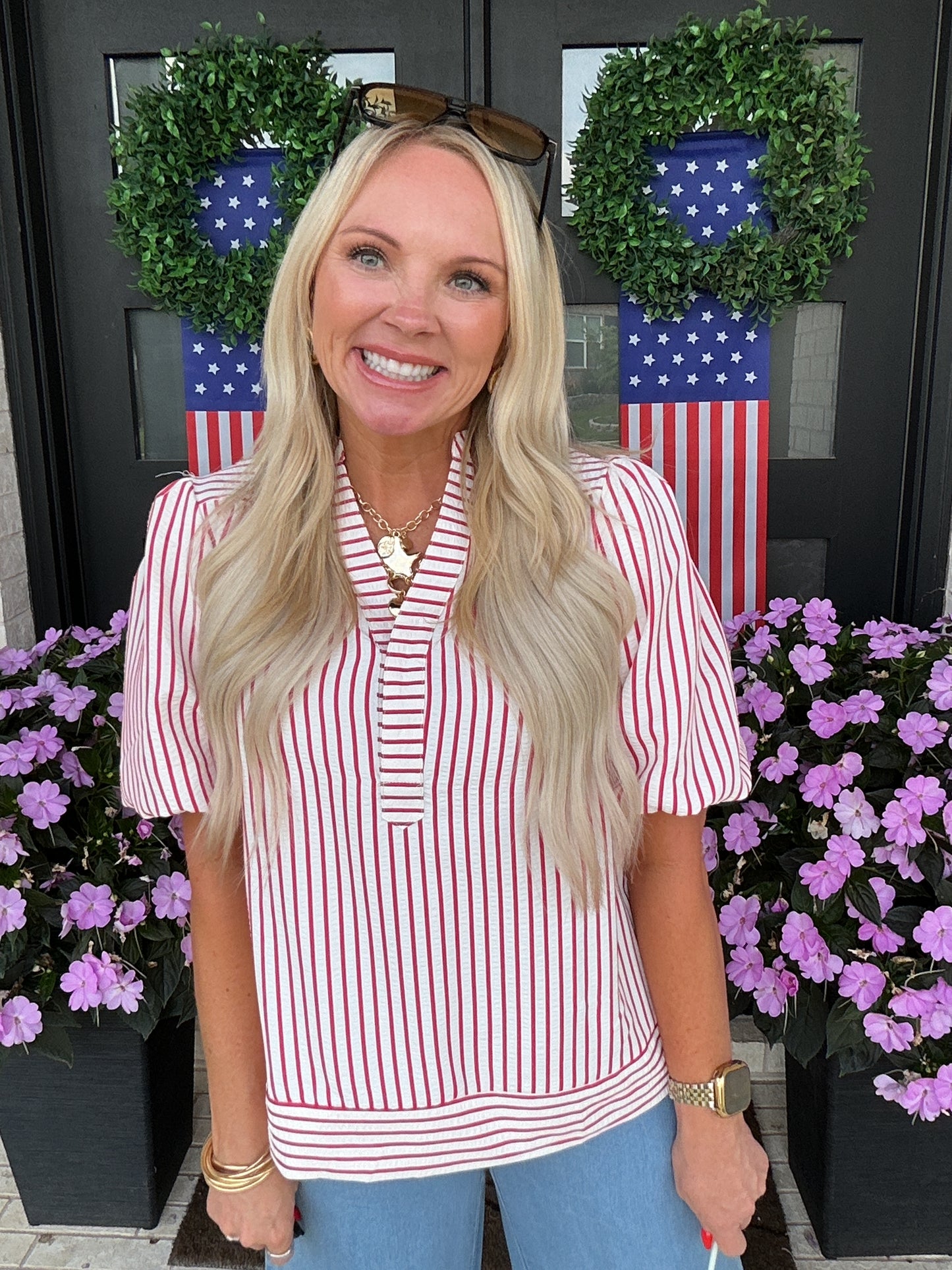 Savannah Stripe Top - Red
