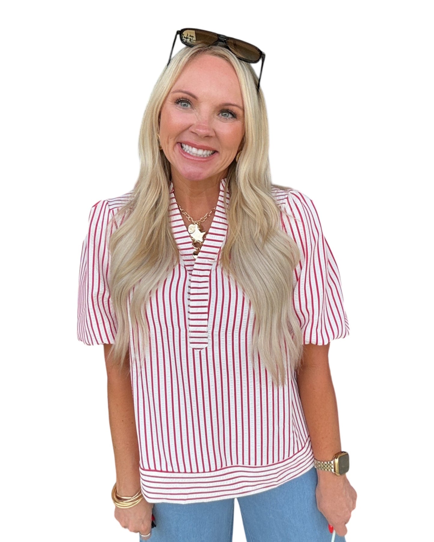 Savannah Stripe Top - Red