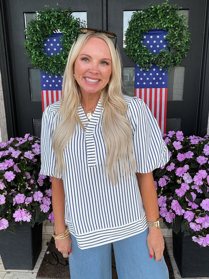 Savannah Stripe Top - Navy