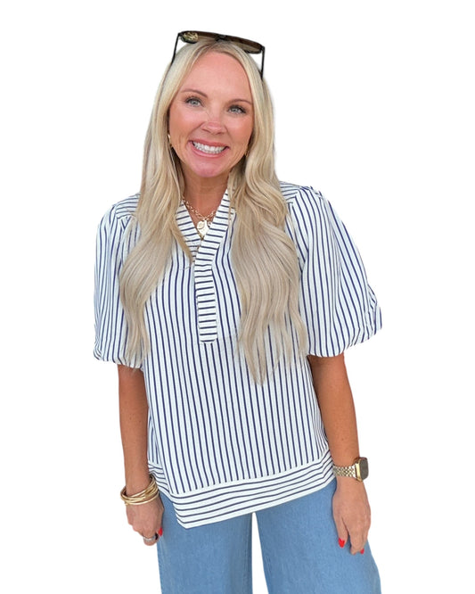 Savannah Stripe Top - Navy