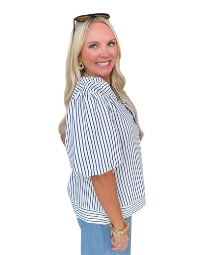 Savannah Stripe Top - Navy