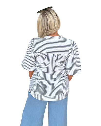 Savannah Stripe Top - Navy