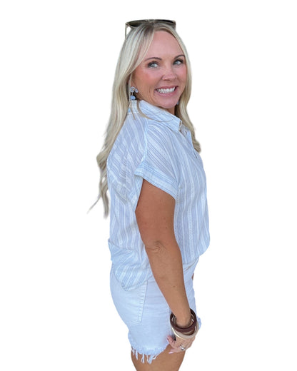 Sandstone Stripe Top - Light Blue