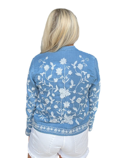 Floral Stitch Denim Top