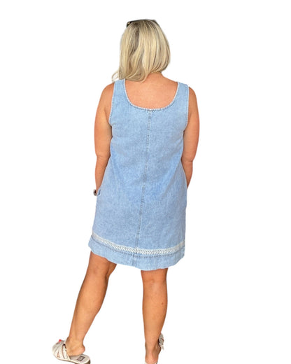 Mini Denim Dress with Stitch Detail