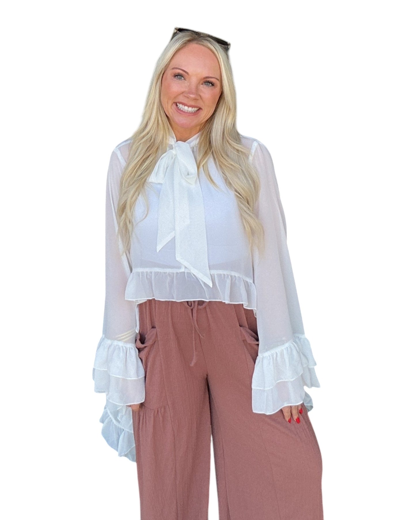 The Ivory Ruffle High-Low Blouse