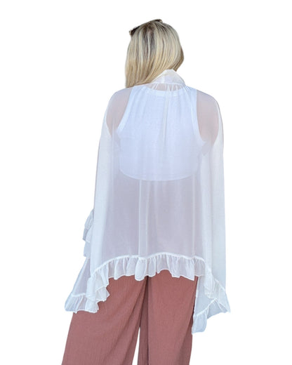 The Ivory Ruffle High-Low Blouse