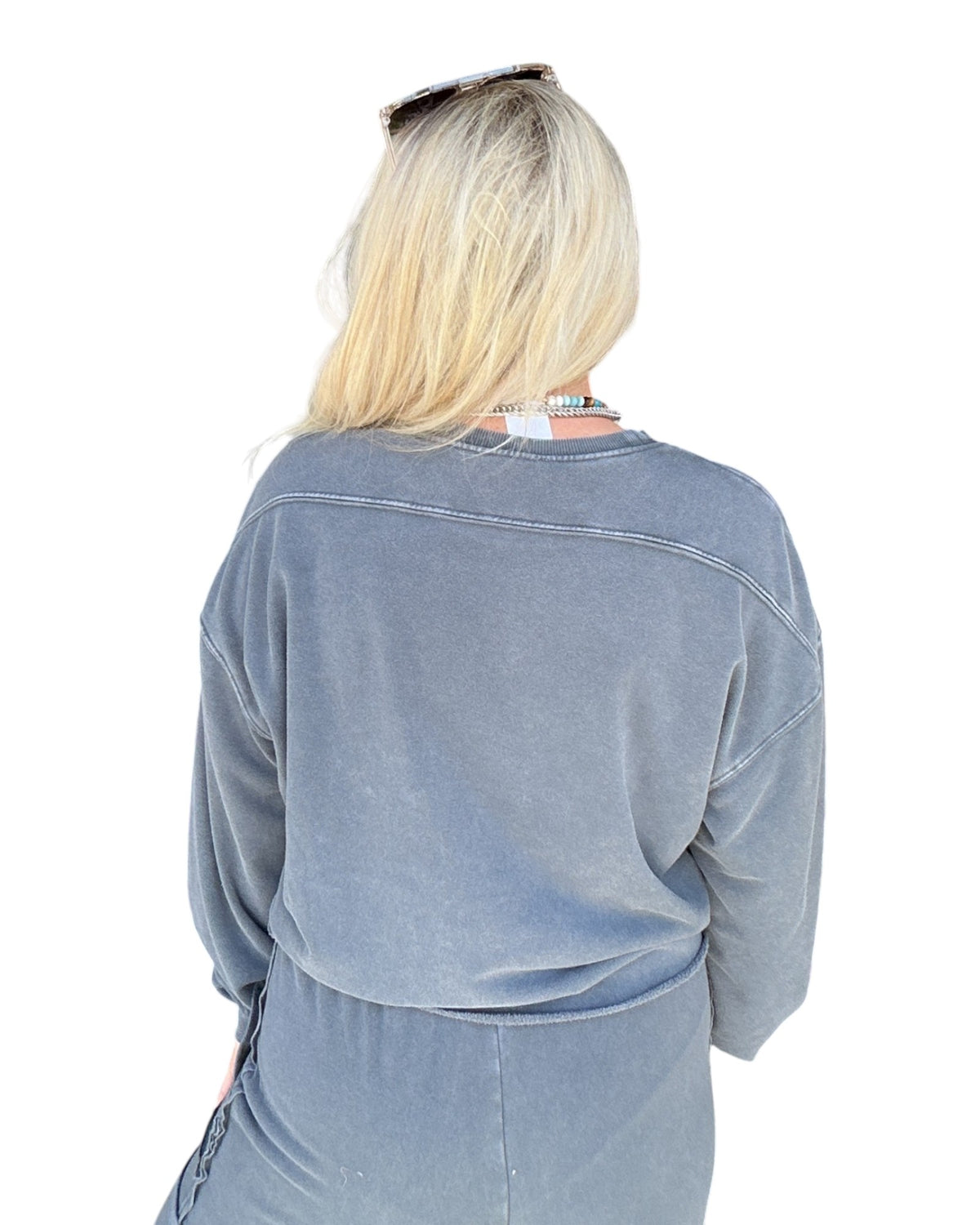 Mineral Wash Raw Hem Sweatshirt - Dark Grey