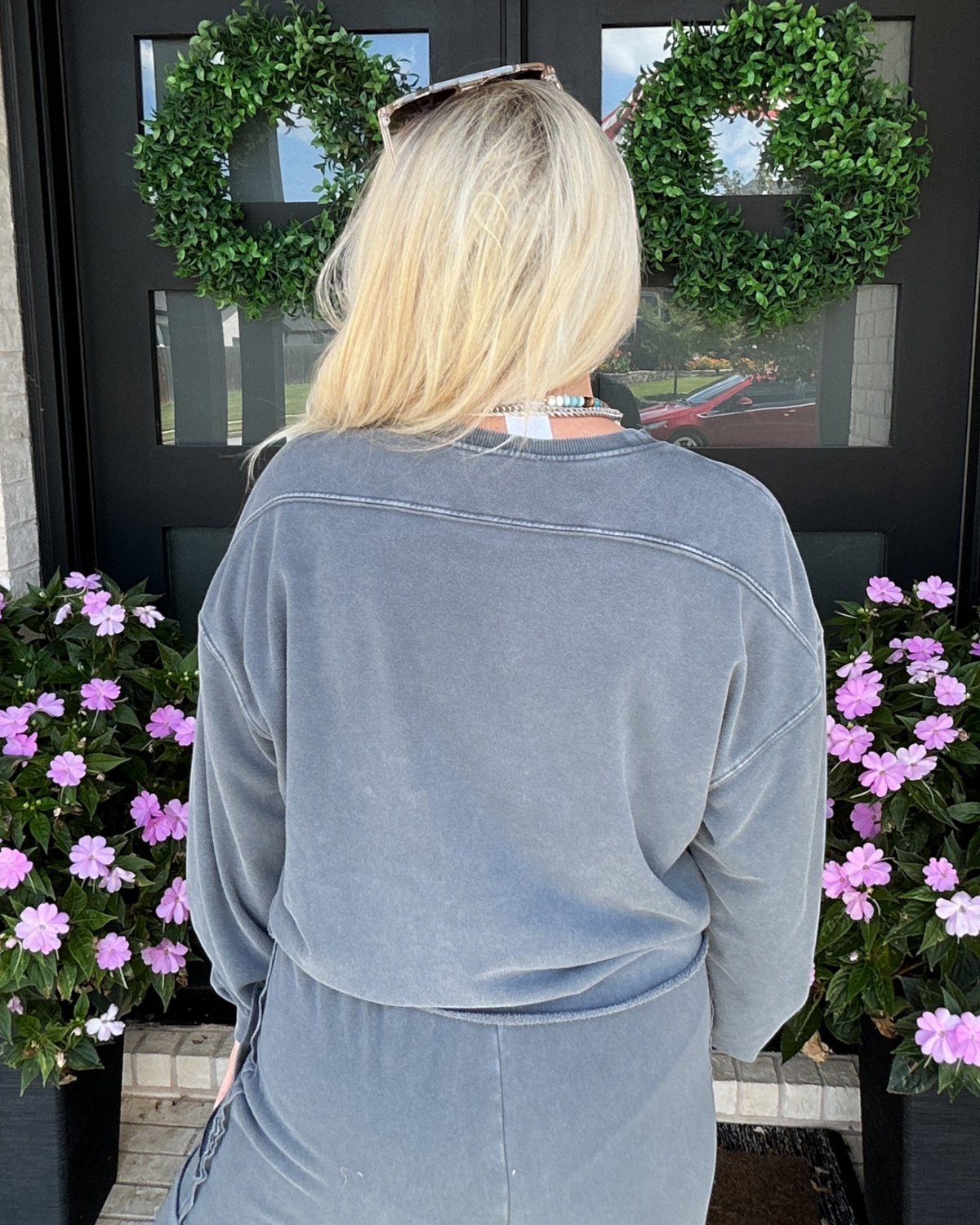 Mineral Wash Raw Hem Sweatshirt - Dark Grey