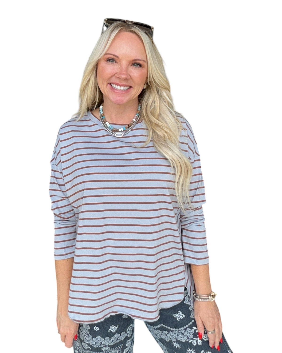 Just My Stripe Top - Blue