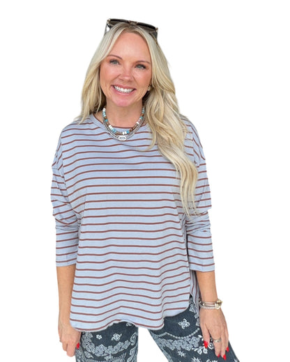 Just My Stripe Top - Blue