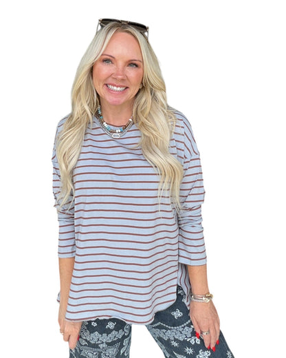 Just My Stripe Top - Blue