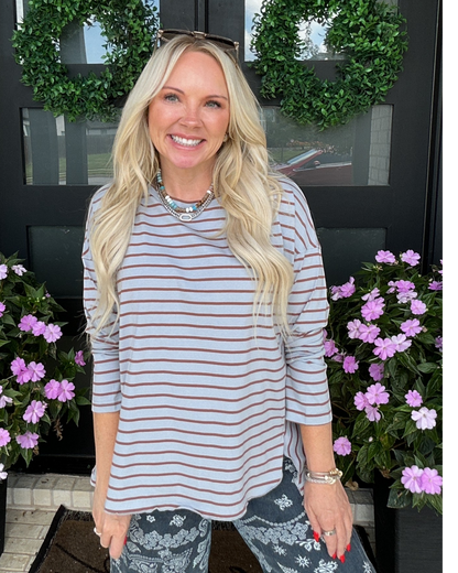 Just My Stripe Top - Blue